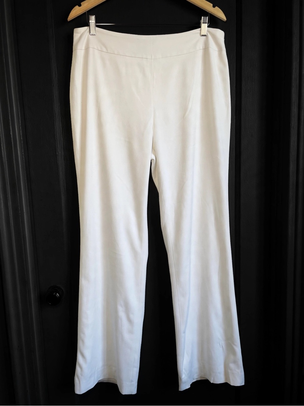 Jones New York Signature White Lined Stretch Dress Pants 12 Straight Leg Office